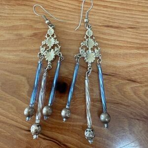 Elegant Silver and Blue Dangle Earrings